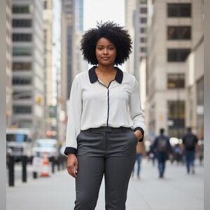 Modcloth Black and Cream Blouse